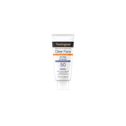 Clear Face Liquid Lotion Sunscreen for Acne-Prone Skin, Broad Spectrum SPF 50 UVA/UVB Protection, Fragrance & Oxybenzone Free Facial, Non-Comedogenic,