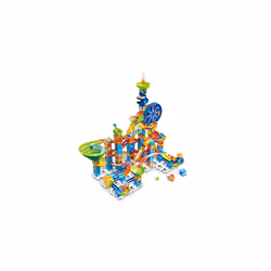 Marble Rush Adventure Set, Construction Toys for Kids with 10 Marbles and 128 Building Pieces, Electronic Track Set for Boys ...