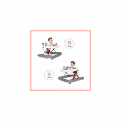 Baby Walker 2-in-1 Evolutive, Compact, Musical, Zinc - From 9 months