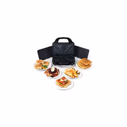 Salter EK2143 Deep Fill 3-in-1 Snack Maker, Interchangeable Non-Stick Cooking Plates, Panini Press & Griddle, Waffle Iron, To ...