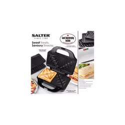 Salter EK2143 Deep Fill 3-in-1 Snack Maker, Interchangeable Non-Stick Cooking Plates, Panini Press & Griddle, Waffle Iron, Toastie Sandwich Toaster,