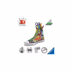 Graffiti Shoe 3D Jigsaw Puzzle for Kids Age 8 Years Up - 108 Pieces Pencil Pot - No Glue Required
