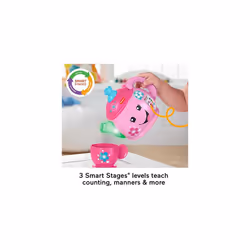 Laugh & Learn Toddler Learning Toy Sweet Manners Tea Set with Smart Stages for Pretend Play Ages 18+ Months, DYM76