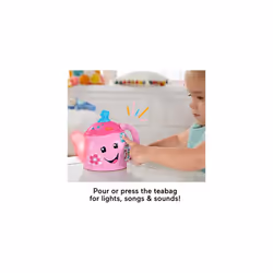 Laugh & Learn Toddler Learning Toy Sweet Manners Tea Set with Smart Stages for Pretend Play Ages 18+ Months, DYM76