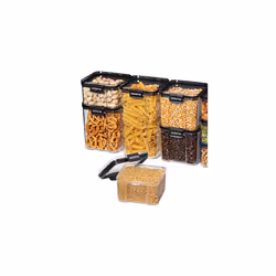 Ultra Tritan Airtight Pantry Storage Container | 460 ml Square Food Storage Container | Stackable | with Locking Clips | BPA-Free | Clear with Black