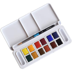 Daler Rowney Aquafine Watercolour 12 Half Pans Travel Set, Assorted