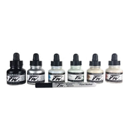 DalerRowney FW Acrylic Artists Ink Set  1 oz. Bottles  Shimmering Col