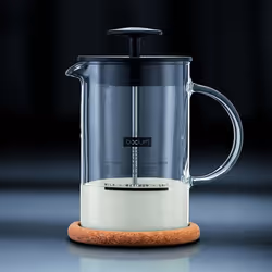 Bodum 1446-01 Latteo Milk Frother, Borosilicate Glass - 0.25 L, Black/ Transparent