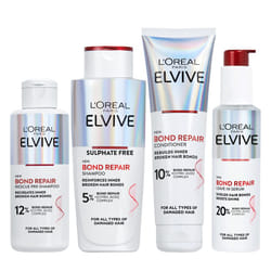 L'Oreal Paris Elvive Bond Repair Hero Set for Damaged Hair, Pre-Shampoo Treatment 200ml, Shampoo 200ml, Conditioner 150ml, Leave-In Serum 150ml,