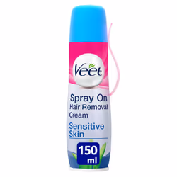 Veet Spray On Hair Removal Cream for Sensitive Skin, 150 ml