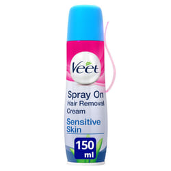 Veet Spray On Hair Removal Cream for Sensitive Skin, 150 ml