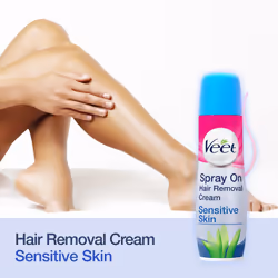 Veet Spray On Hair Removal Cream for Sensitive Skin, 150 ml