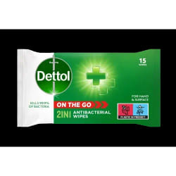 Dettol On The Go 2in1 Antibacterial Wipes for Hand and Surfaces (Pack