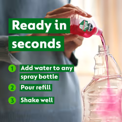 Refill Multi Surface Spray, Pomegranate, Multipack of 6 X 50ml, Total 300ml, Makes 750ml Per Refill, Antibacterial Surface Cleaner Spray,