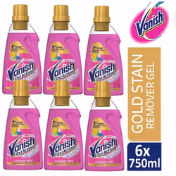 6 x Vanish Gold Oxi Action Gel Stain Remover Fabric Clothes Colour Safe 750ml