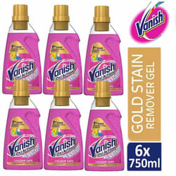 6 x Vanish Gold Oxi Action Gel Stain Remover Fabric Clothes Colour Safe 750ml
