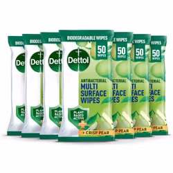 Tru Clean Antibacterial Multi Surface Wipes Crisp Pear, 50 Wipes, Pack of 7, Total 350 Wipes