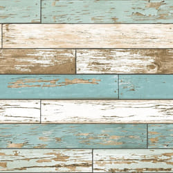 Wood Effect Wallpaper Distressed Scrap Wooden Teal White Brown