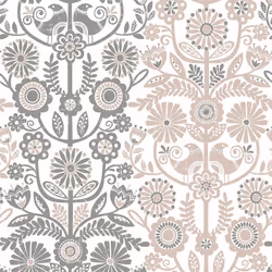 A Street Prints Lovebirds Pink Grey Wallpaper Floral Flowers Paste The Wall
