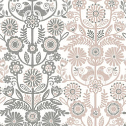 A Street Prints Lovebirds Pink Grey Wallpaper Floral Flowers Paste The Wall