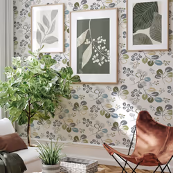 Jonah Leaf Trail Wallpaper Fine Decor - Green/Blue