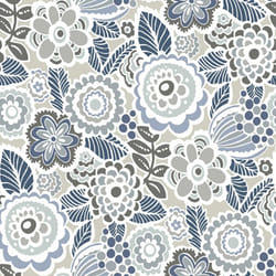 A Street Prints Floral Leaf Grey Blue Wallpaper Flowers Paste The Wall