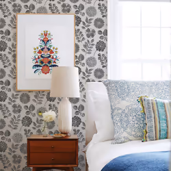 Inge Floral Vinyl Wallpaper Fine Decor - Black