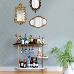 Sander Geometric Wallpaper Fine Decor - Sky/Gold