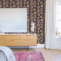 Sisu Floral Geometric Wallpaper Fine Decor - Berry