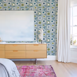 Sisu Floral Geometric Wallpaper Fine Decor - Blue