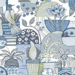 Fika Blissful Birds Wallpaper Fine Decor - Blue