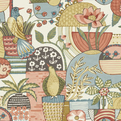 Fika Blissful Birds Wallpaper Fine Decor - Coral/Blue
