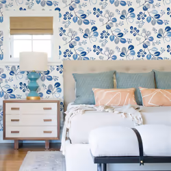 Jonah Leaf Trail Wallpaper Fine Decor - Blue