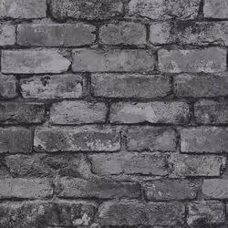 Brewster FD31284 Rustic Brick Wallpaper, Silver/Black