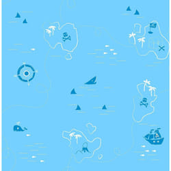 Shark Pirate Treasure Map Wallpaper Boys Blue White Compass Fine Decor