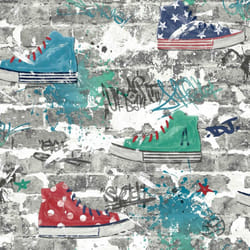 Fine Decor UK Kidz Urban Street Teal Red Wallpaper FD42220