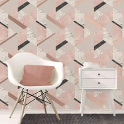Fine Decor Marblesque Geometric Marble Wallpaper Blush Pink and Rose Gold - FD42303