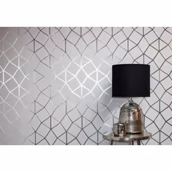 Fine Decor Platinum Geo Trellis Silver Wallpaper FD42489