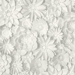 3D Effect Floral Wallpaper Flowers White Grey Washable Fine Decor Dimensions