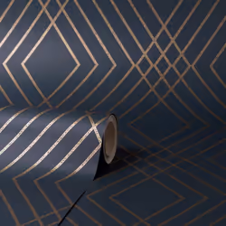 Fine Decor Shard Trellis Navy Gold Wallpaper FD42605