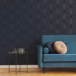 Fine Decor Shard Trellis Navy Gold Wallpaper FD42605