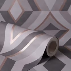 Fine Decor Shard Geo Charcoal Wallpaper FD42607