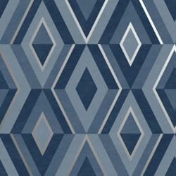 Fine Decor Shard Geo Blue Silver Wallpaper FD42608