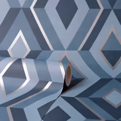 Fine Decor Shard Geo Blue Silver Wallpaper FD42608