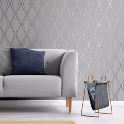 Vymura Foil Platinum Contour Wave Silver Wallpaper FD42800