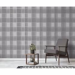 Larson Check Wallpaper Fine DÃ©cor Tartan Textured Vinyl Metallic Charcoal Gold