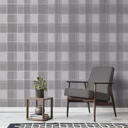 Larson Check Wallpaper Fine DÃ©cor Tartan Textured Vinyl Metallic Charcoal Gold