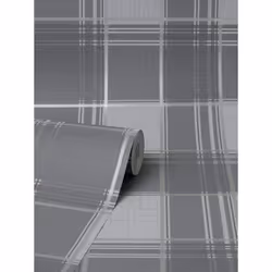 Larson Check Wallpaper Fine DÃ©cor Tartan Textured Vinyl Metallic Charcoal Gold