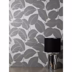 Larson Leaf Wallpaper Fine DÃ©cor Charcoal Gold Textured Vinyl Metallic