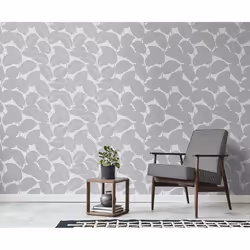 Larson Leaf Wallpaper Fine DÃ©cor Grey Silver Textured Vinyl Metallic